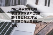 2023年安徽乐行城市建设债权资产(安徽乐行集团2021年公开招聘工作人员岗位一览表)