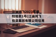 江油鸿飞2023年债权拍卖1号(江油鸿飞投资集团有限公司信用评级)