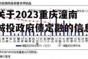关于2023重庆潼南城投政府债定融的信息