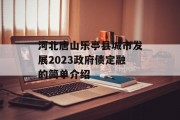 河北唐山乐亭县城市发展2023政府债定融的简单介绍
