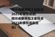 四川成都简阳工业投资2023年债权项目(四川成都简阳工业投资2023年债权项目招标)