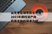 山东枣庄城市综合开发2023年债权资产政府债定融的简单介绍