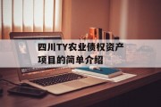 四川TY农业债权资产项目的简单介绍