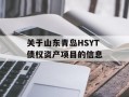 关于山东青岛HSYT债权资产项目的信息