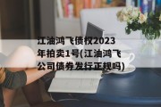 江油鸿飞债权2023年拍卖1号(江油鸿飞公司债券发行正规吗)