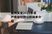酉州实业2023年资产收益权转让的简单介绍