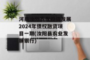 河南汝阳农发投资发展2024年债权融资项目一期(汝阳县农业发展银行)