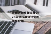 河南洛阳高新实业2023年债权融资计划的简单介绍