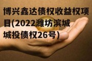 博兴鑫达债权收益权项目(2022潍坊滨城城投债权26号)