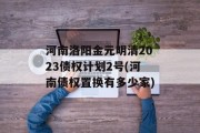 河南洛阳金元明清2023债权计划2号(河南债权置换有多少家)