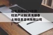 山东高顺2024年债权资产计划(高青顺泰土地信息咨询有限公司)