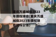 重庆万盛城投2023年债权项目(重庆万盛城投2023年债权项目招标公告)