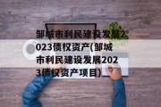 邹城市利民建设发展2023债权资产(邹城市利民建设发展2023债权资产项目)