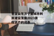 包含山东济宁邹城市利民建设发展2023债权资产的词条