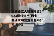 西安曲江大明宫投资2023债权资产(西安曲江大明宫置业有限公司 概况)