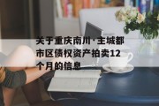 关于重庆南川·主城都市区债权资产拍卖12个月的信息