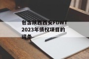 包含陕西西安FDWT2023年债权项目的词条