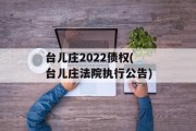 台儿庄2022债权(台儿庄法院执行公告)