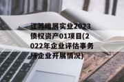 江苏睢展实业2023债权资产01项目(2022年企业评估事务所企业开展情况)
