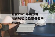 包含2023年山东邹城市城资控股债权资产的词条