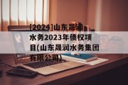 [2024]山东晟润水务2023年债权项目(山东晟润水务集团有限公司)