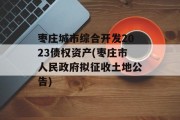 枣庄城市综合开发2023债权资产(枣庄市人民政府拟征收土地公告)
