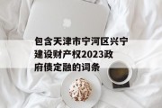 包含天津市宁河区兴宁建设财产权2023政府债定融的词条