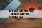 包含四川成都简阳两湖一山2023年债权资产项目的词条