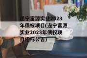 遂宁富源实业2023年债权项目(遂宁富源实业2023年债权项目招标公告)