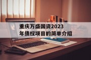 重庆万盛国资2023年债权项目的简单介绍