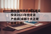 四川龙阳天府新区建设投资2023年特定资产拍卖(成都十大正规拍卖公司)