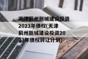 天津蓟州新城建设投资2023年债权(天津蓟州新城建设投资2023年债权转让计划)