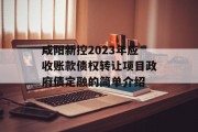 咸阳新控2023年应收账款债权转让项目政府债定融的简单介绍
