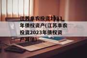 江苏阜农投资2023年债权资产(江苏阜农投资2023年债权资产减值)