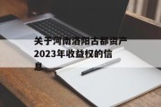 关于河南洛阳古都资产2023年收益权的信息