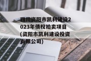 四川资阳市凯利建设2023年债权拍卖项目(资阳市凯利建设投资有限公司)