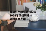 天津蓟州新城建设投资2024年债权转让计划的简单介绍