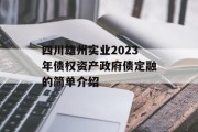 四川雄州实业2023年债权资产政府债定融的简单介绍