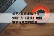 关于A类央企信托-99号广东（肇庆）地级市非标政信的信息