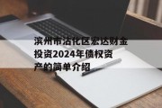 滨州市沾化区宏达财金投资2024年债权资产的简单介绍