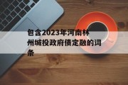 包含2023年河南林州城投政府债定融的词条