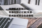 天津蓟州新城2023年债权转让计划(天津蓟州新城建设投资债权)