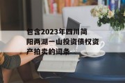 包含2023年四川简阳两湖一山投资债权资产拍卖的词条