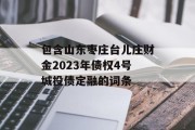 包含山东枣庄台儿庄财金2023年债权4号城投债定融的词条