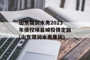 山东晟润水务2023年债权项目城投债定融(山东晟润水务集团)