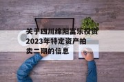 关于四川绵阳富乐投资2023年特定资产拍卖二期的信息