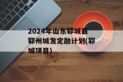 2024年山东郓城县郓州城发定融计划(郓城项目)