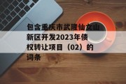 包含重庆市武隆仙女山新区开发2023年债权转让项目（02）的词条