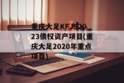 重庆大足KFJS2023债权资产项目(重庆大足2020年重点项目)