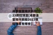 成都金堂现代农投2023债权项目(成都金堂现代农投2023债权项目有哪些)